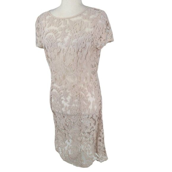 Chicos Lace Dress Womens Size  Small Light Pink Sheer Slip Dress Overlay - Picture 1 of 7
